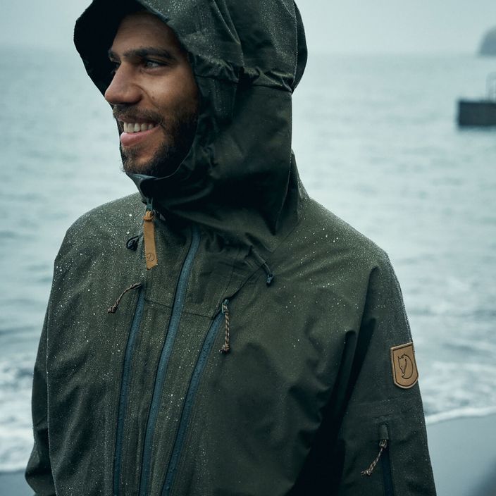 Men's Fjällräven Keb Eco-Shell rain jacket green F82411 9