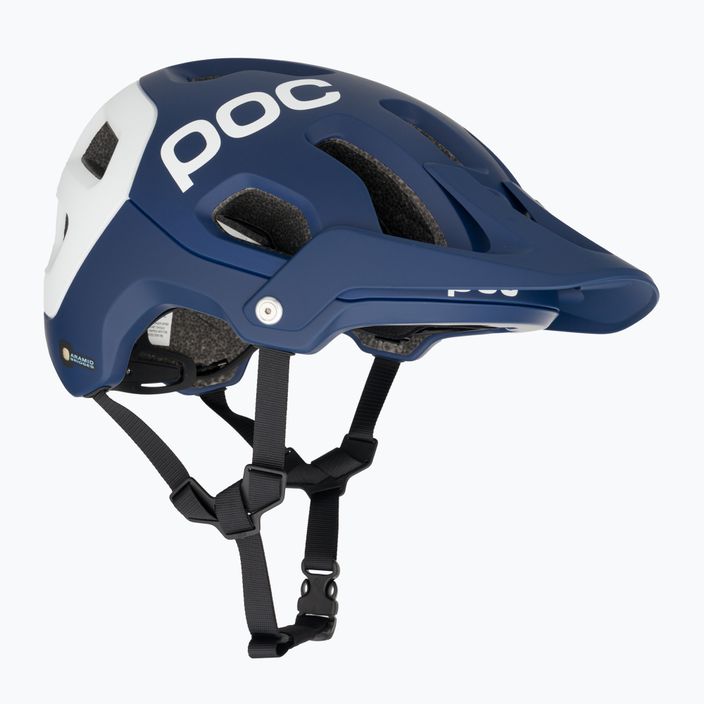 MTB bike helmet POC Tectal Race MIPS lead blue/hydrogen white matt