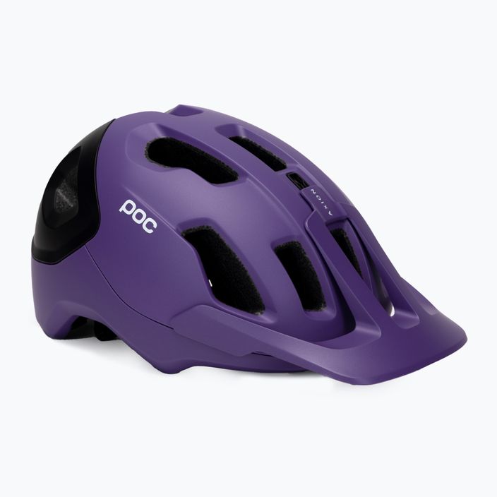 Bicycle helmet POC Axion Race MIPS sapphire purple/uranium black metallic/matt