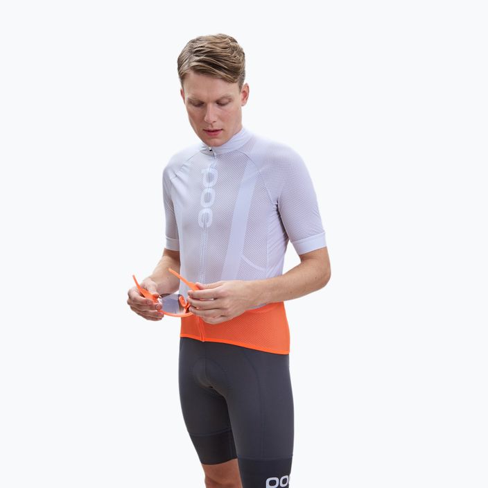 Men's cycling jersey POC Essential Road Logo granite grey/zink orange