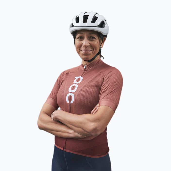 Women's cycling jersey POC Essential Road Logo himalayan salt/garnet red