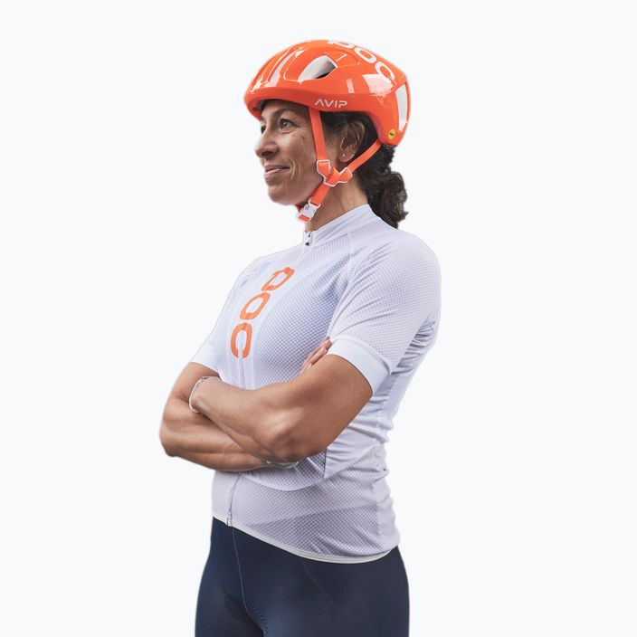 Women's cycling jersey POC Essential Road Logo hydrogen white/granite grey 2