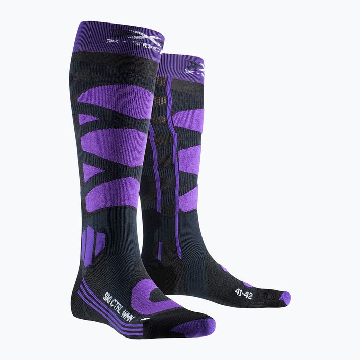 X-Socks Ski Control 4.0 charcoal melange/purple ski socks 5