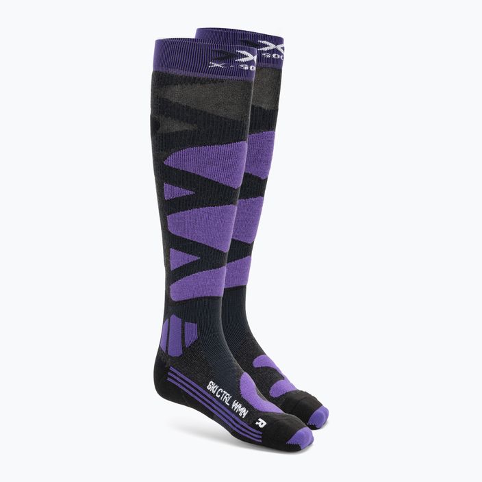 X-Socks Ski Control 4.0 charcoal melange/purple ski socks