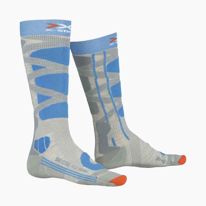 Women's ski socks X-Socks Ski Control 4.0 grey-blue XSSSKCW19W 4