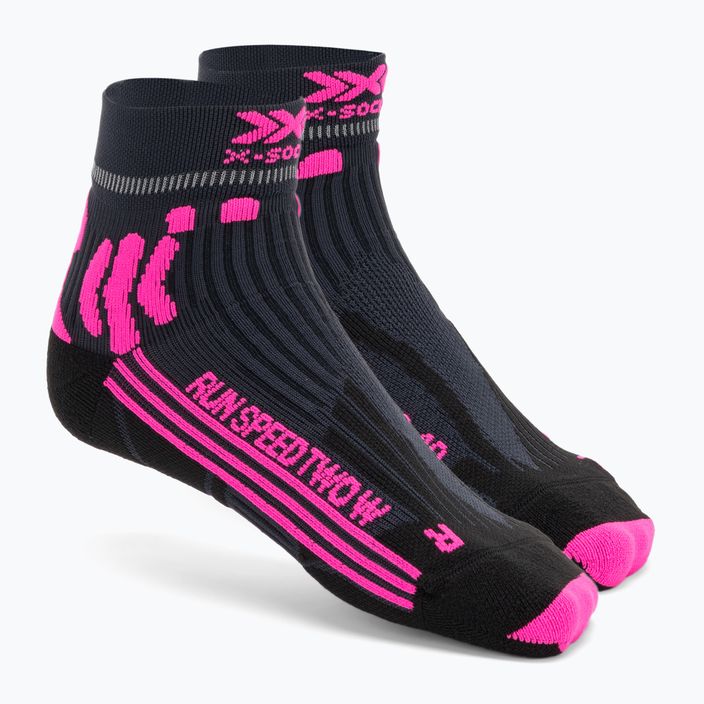 Women's running socks X-Socks Run Speed Two 4.0 dolomite grey/neon flamingo