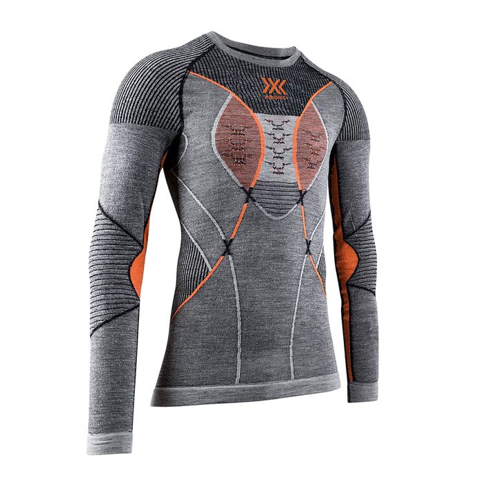 Men's thermoactive sweatshirt X-Bionic Merino black/grey/orange 2