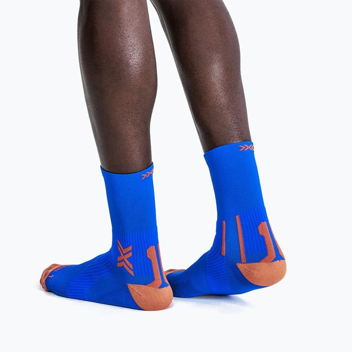 Men's X-Socks Run Perform Crew running socks twyce blue/orange 3