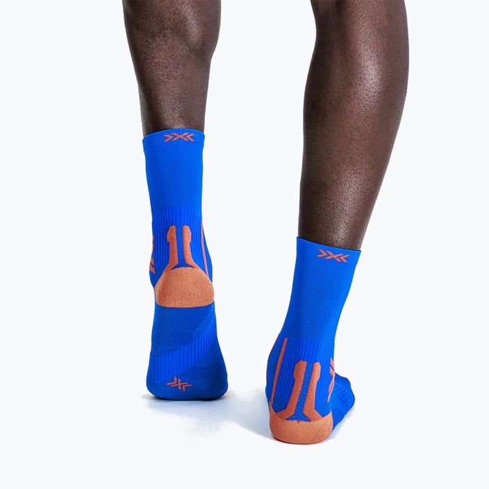 Men's X-Socks Run Perform Crew running socks twyce blue/orange 4