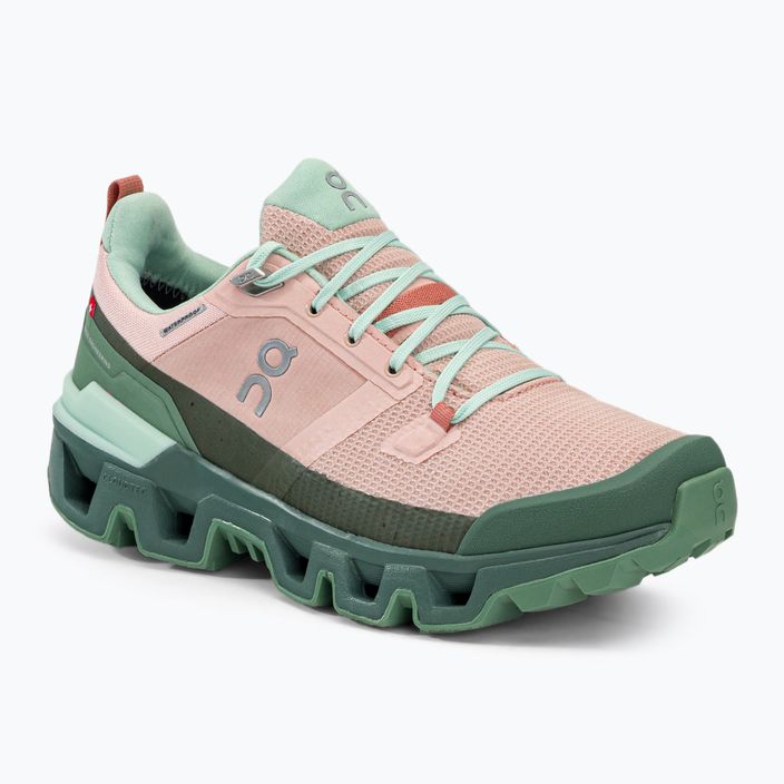 Women's trekking boots On Cloudwander Waterproof pink-green 7398278
