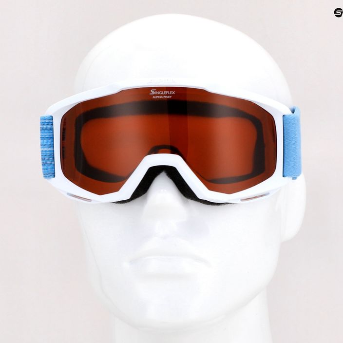Children's ski goggles Alpina Piney white/skyblue matt/orange 10