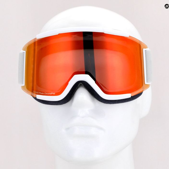 Smith Squad white vapor/chromapop photochromic rose flash ski goggles M00668 8
