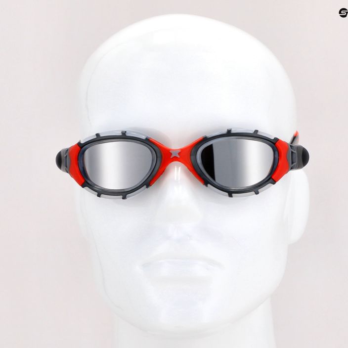 Zoggs Predator Flex Titanium clear/red/mirrored smoke swimming goggles 461054 7