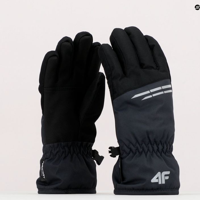 Children's ski gloves 4F grey-black 4FJAW22AFGLM038 10