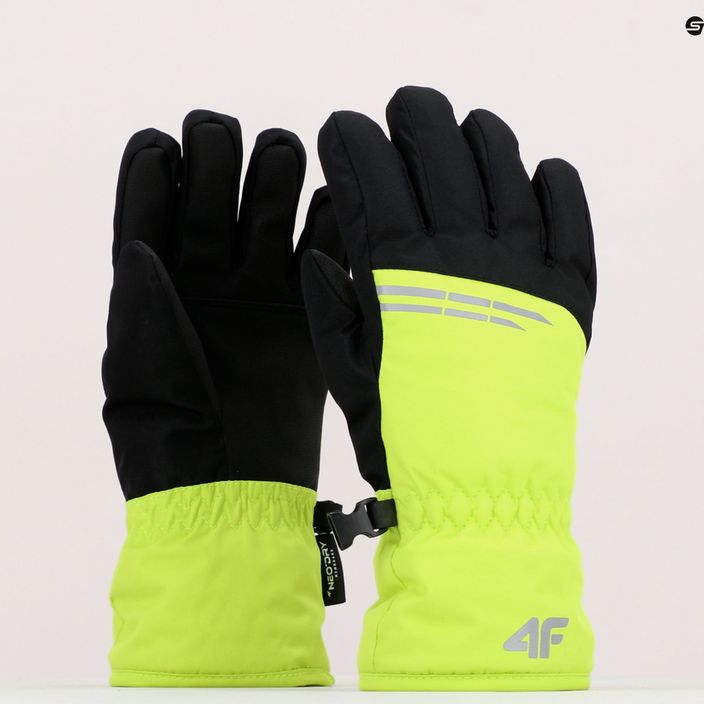 Children's ski gloves 4F green-black 4FJAW22AFGLM038 9