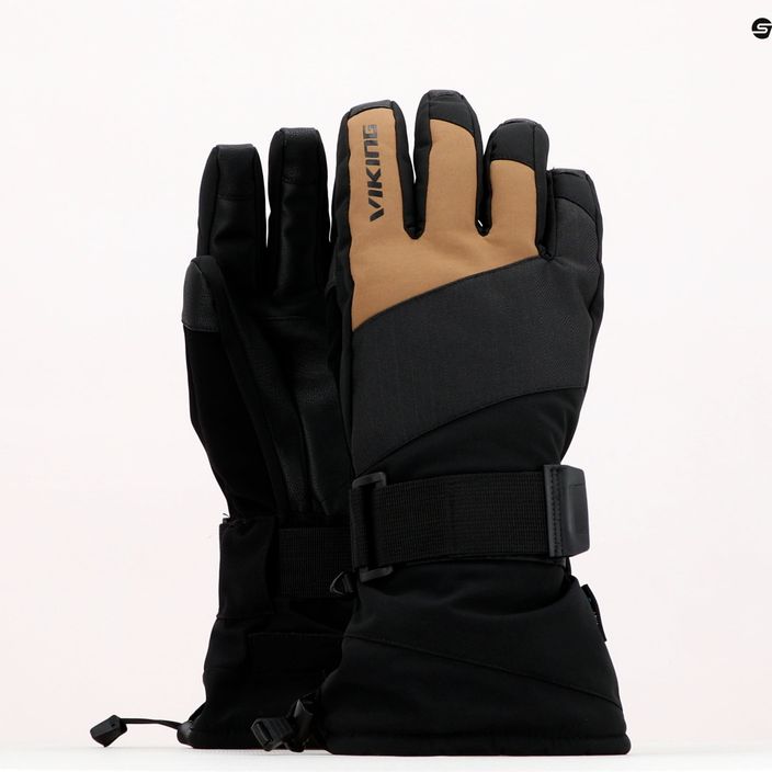 Women's ski gloves Viking Eltoro black and beige 161/24/4244 10