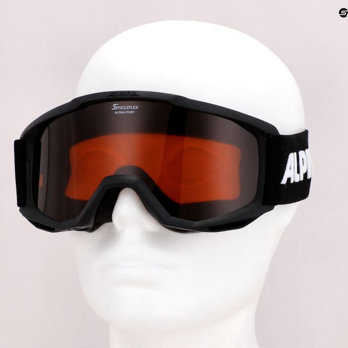 Children's ski goggles Alpina Piney black matt/orange 5