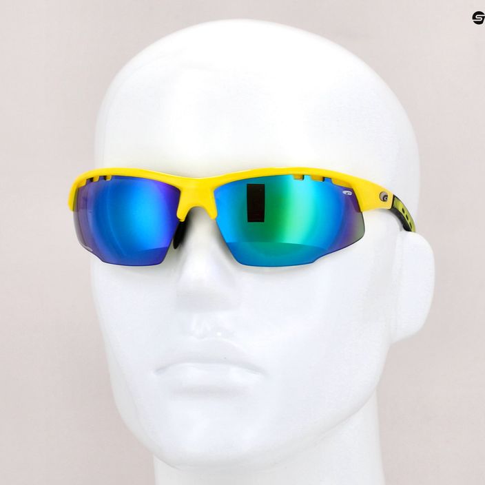 GOG Falcon Xtreme neon yellow/black/polychromatic green cycling glasses E863-4 8