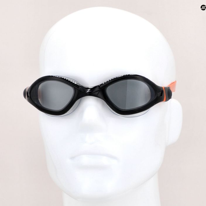 Zoggs Tiger LSR+ black/orange/tint smoke swimming goggles 461093 7