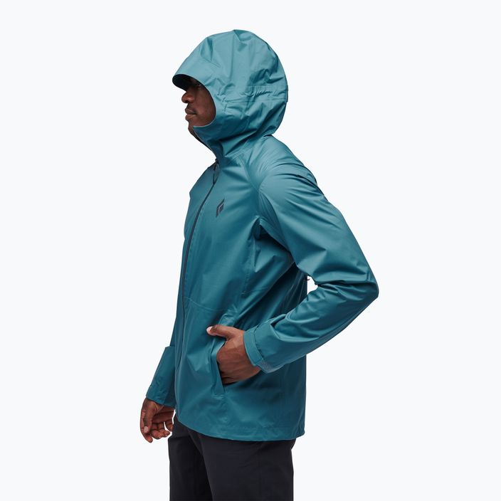 Men's Black Diamond Stormline Stretch creec blue rain jacket 3