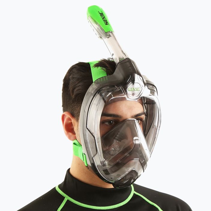 SEAC Magica grey clear/green lime full face mask for snorkelling 8
