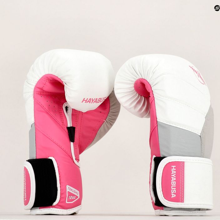 Hayabusa T3 boxing gloves white and pink T314G 14