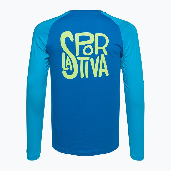 Men's La Sportiva Back Logo electric blue/maui trekking shirt 2
