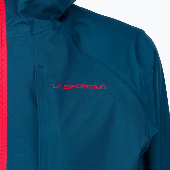 Women's La Sportiva Crizzle EVO Shell storm blue/cherry tomato membrane rain jacket 3