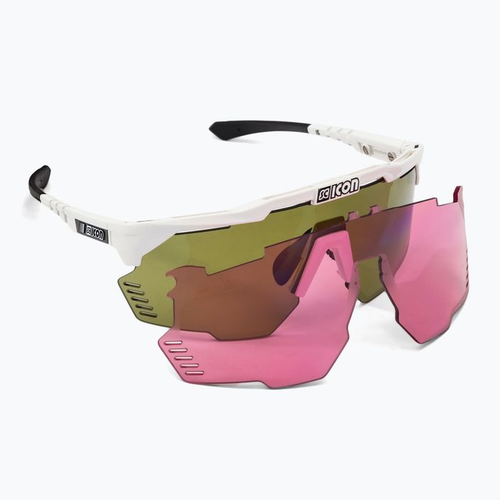SCICON Aeroshade Kunken white gloss/scnpp green trail cycling glasses EY31150800