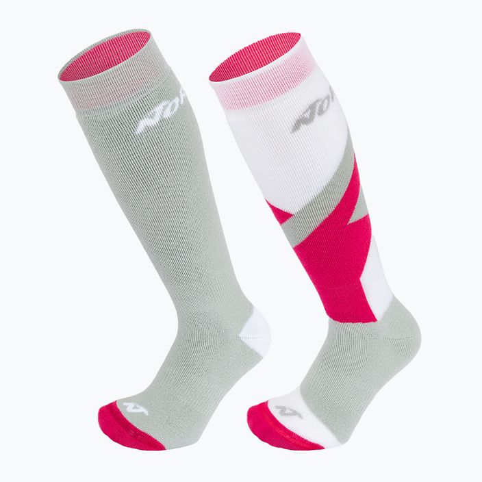 Nordica Multisports Winter Jr children's ski socks 2 pairs lt grey/coral/white 6