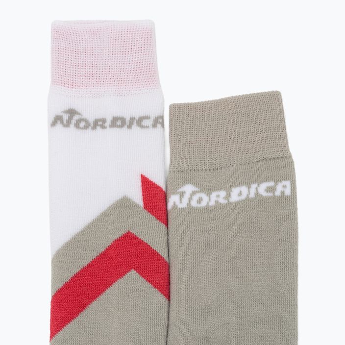 Nordica Multisports Winter Jr children's ski socks 2 pairs lt grey/coral/white 5