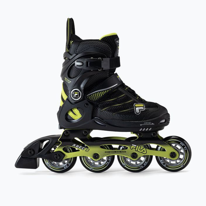 Children's roller skates FILA Wizy Alu black/lime 2