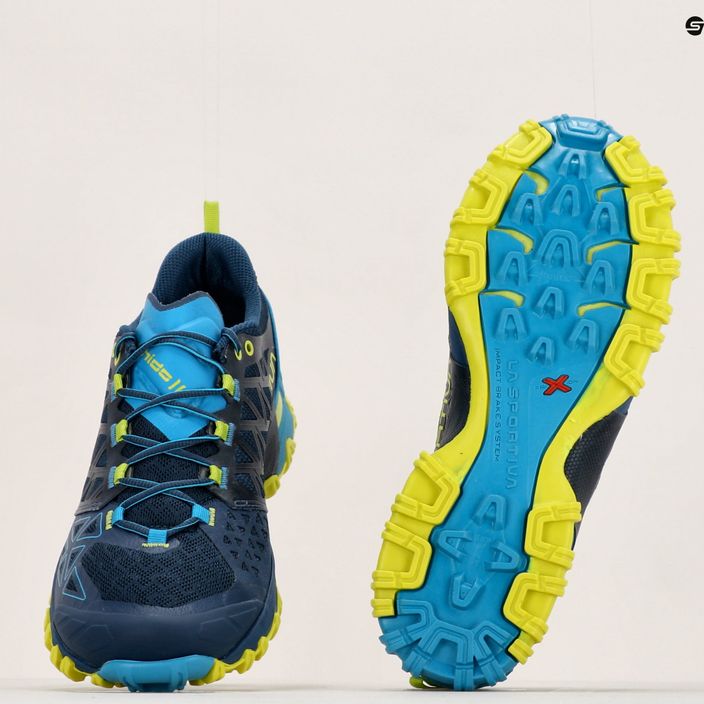 La Sportiva men's Bushido II blue/yellow running shoe 36S618705 19