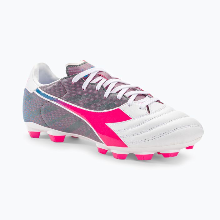 Men's Diadora Brasil Elite Veloce GR LPU football boots white/pink fluo/blue fluo