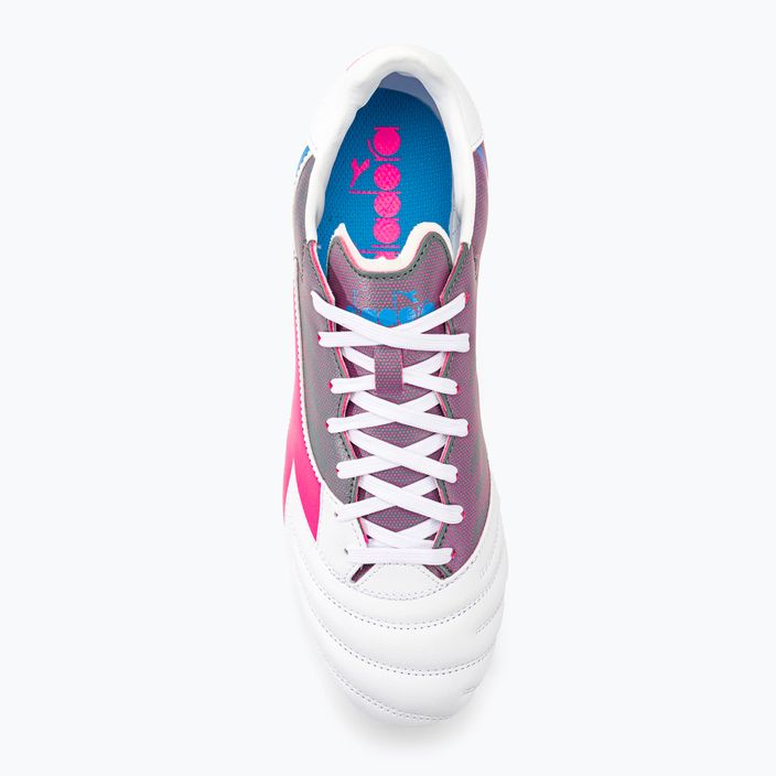 Men's Diadora Brasil Elite Veloce GR LPU football boots white/pink fluo/blue fluo 6
