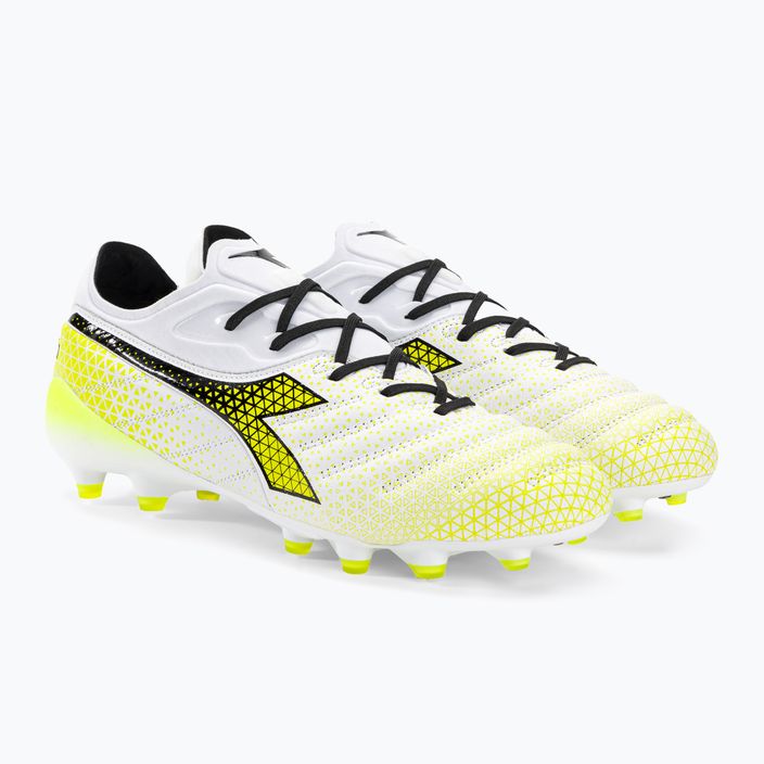 Men's Diadora Brasil Elite Tech GR LPX football boots white/black/fluo yellow 4