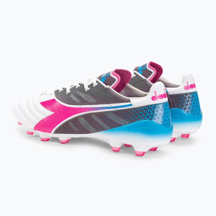 Men's Diadora Brasil Elite Veloce GR ITA LPX football boots white/pink fluo/blue fluo 3