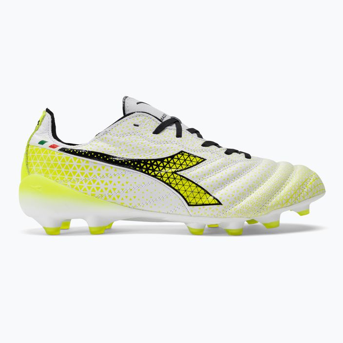 Men's Diadora Brasil Elite Tech GR ITA LPX football boots white/black/fluo yellow 2