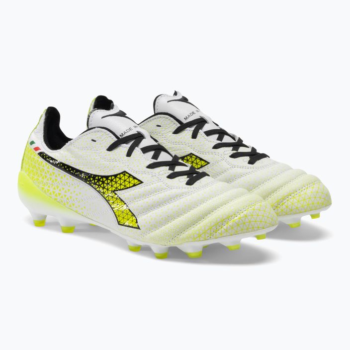 Men's Diadora Brasil Elite Tech GR ITA LPX football boots white/black/fluo yellow 4