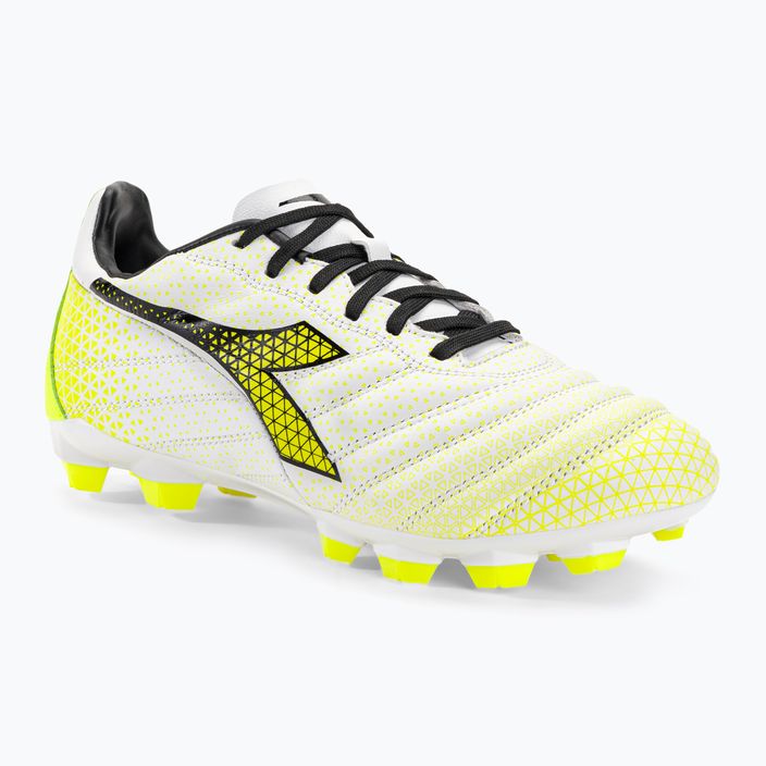 Children's football boots Diadora Brasil Elite GR LT LPU Y white/black/fluo yellow