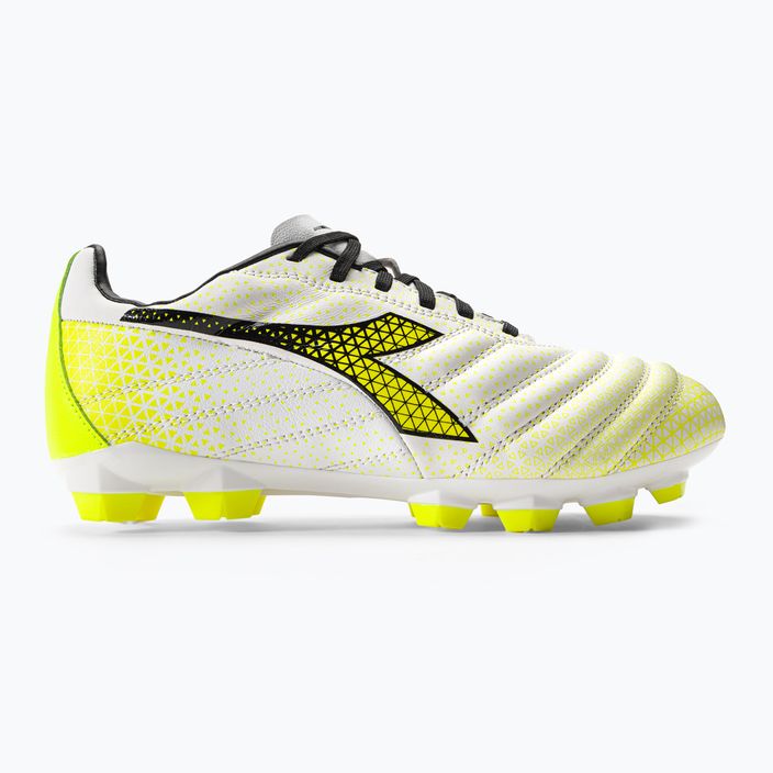 Children's football boots Diadora Brasil Elite GR LT LPU Y white/black/fluo yellow 2