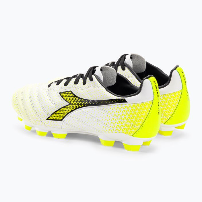 Children's football boots Diadora Brasil Elite GR LT LPU Y white/black/fluo yellow 3