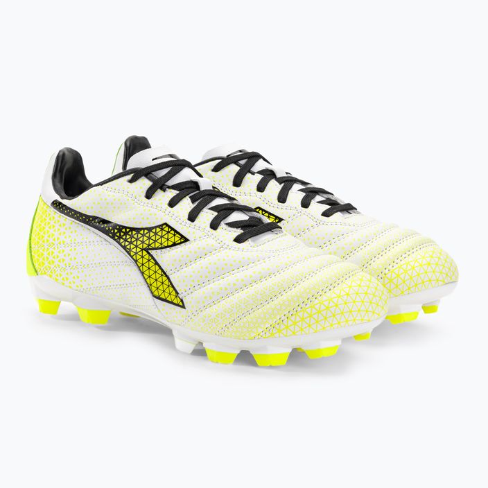 Children's football boots Diadora Brasil Elite GR LT LPU Y white/black/fluo yellow 4