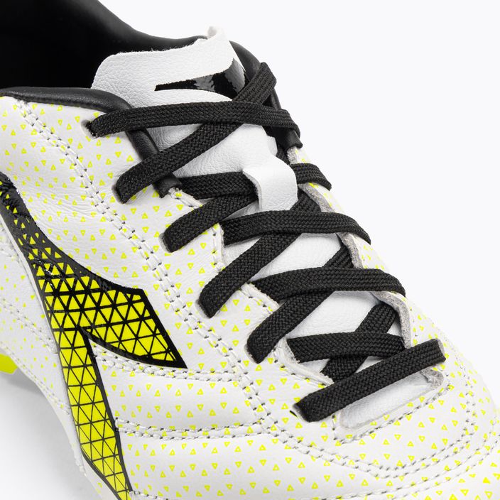 Children's football boots Diadora Brasil Elite GR LT LPU Y white/black/fluo yellow 8