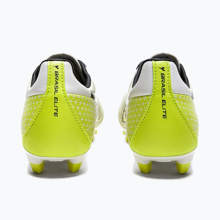 Children's football boots Diadora Brasil Elite GR LT LPU Y white/black/fluo yellow 12
