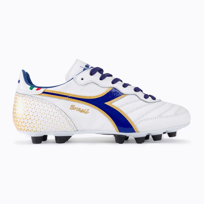 Men's football boots Diadora Brasil Italy OG GR LT+ MDPU white/blue/gold 2