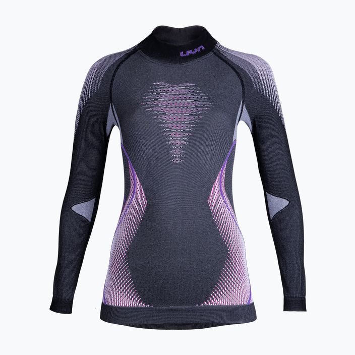 Ladies' thermal sweatshirt UYN Evolutyon UW Shirt Turtle Neck anthracite melange/raspberry/purple 6