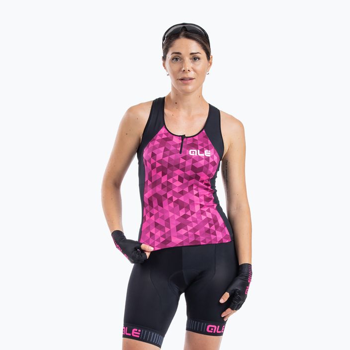 Women's cycling jersey Alé Triangles pink and black L21112543 3