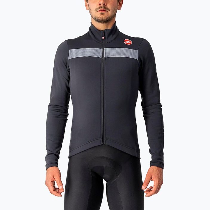 Men's Castelli Puro 3 FZ light black/silver reflex bicycle sweatshirt