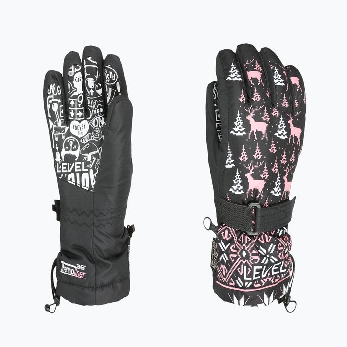 Level Junior ninja pink children's ski gloves 6